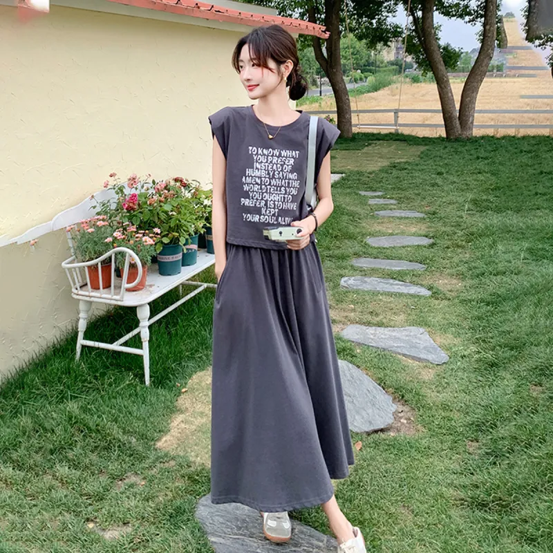 TEME Two Piece Skirt Sets Women's Gray-4