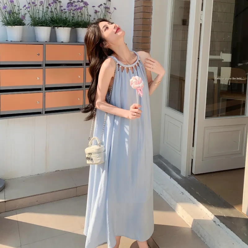 TEME Sleeveless Dress Women's Light Blue-3