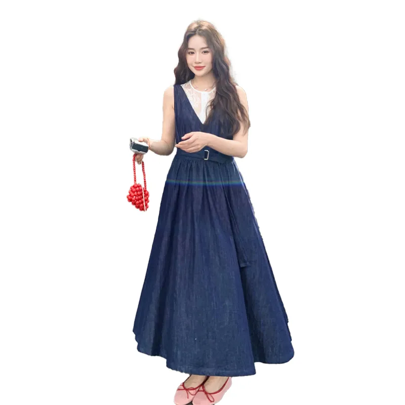 TEME Sleeveless Dresses Women's Denim Blue-1