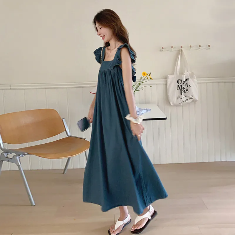 TEME Short Sleeved Dress Women's Vintage Denim-4