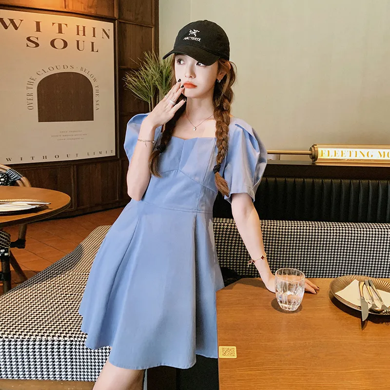 TEME Short Sleeved Dress Women's Blue-2
