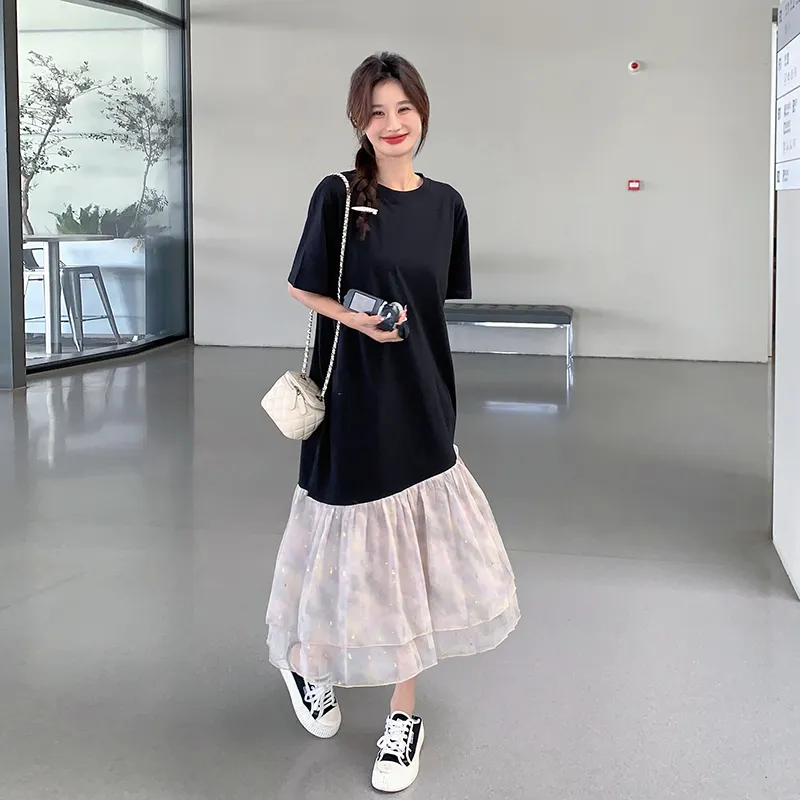 TEME Short Sleeved Dress Women's Black-1