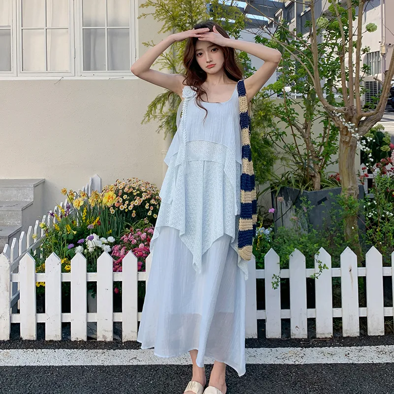TEME Slip Dresses Women's Light Blue-2