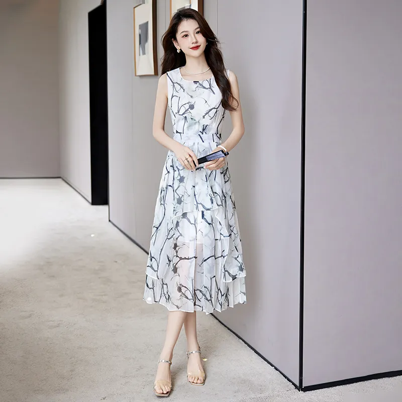 TEME Sleeveless Dresses Women's Ink Flower-3