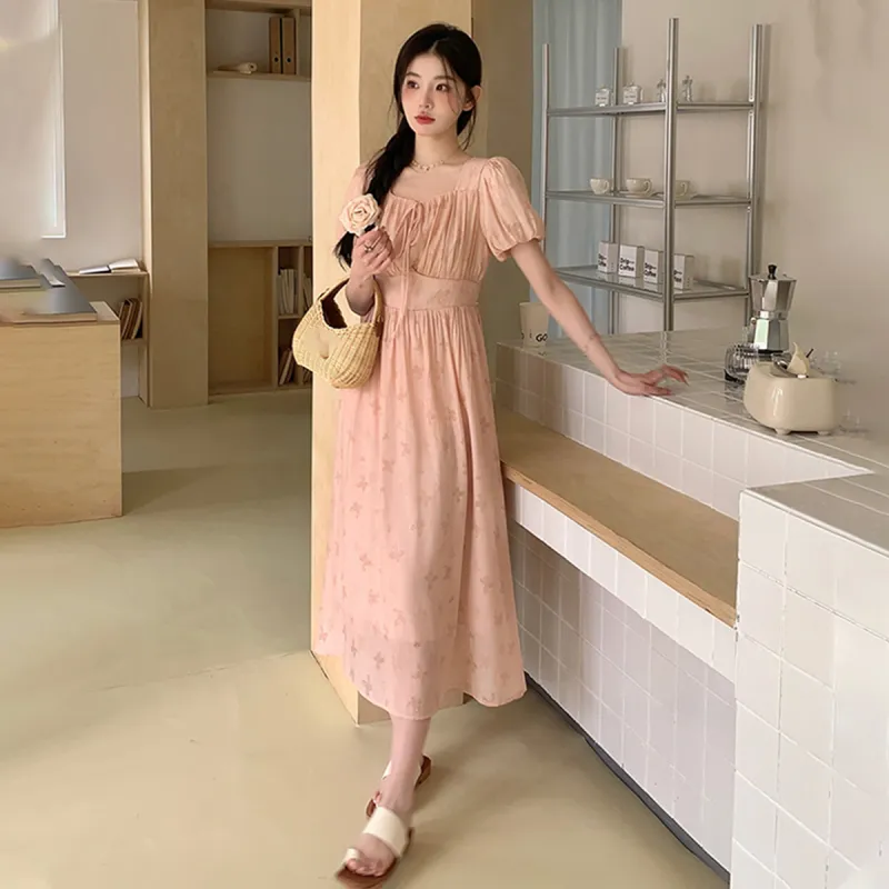 TEME Short Sleeved Dress Women's Pink-5