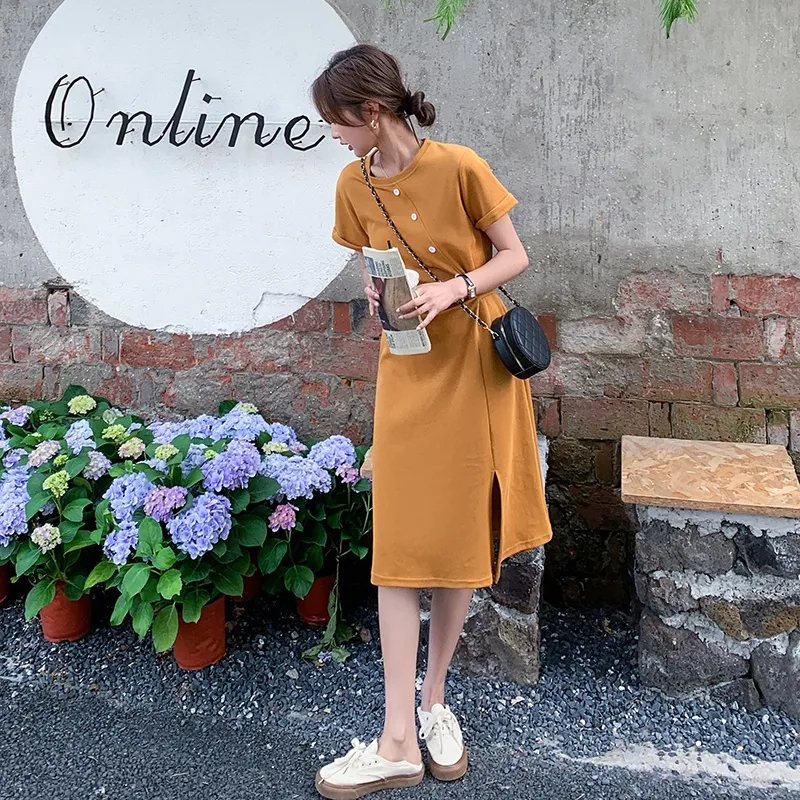 TEME Short Sleeved Dress Women's Yellow-1