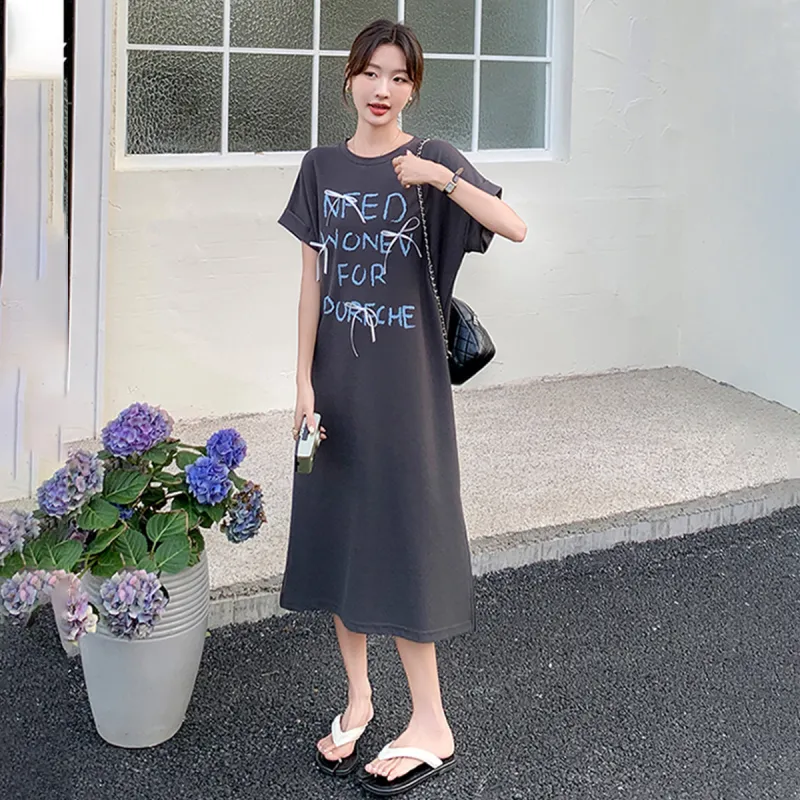 TEME Short Sleeved Dress Women's Gray-5