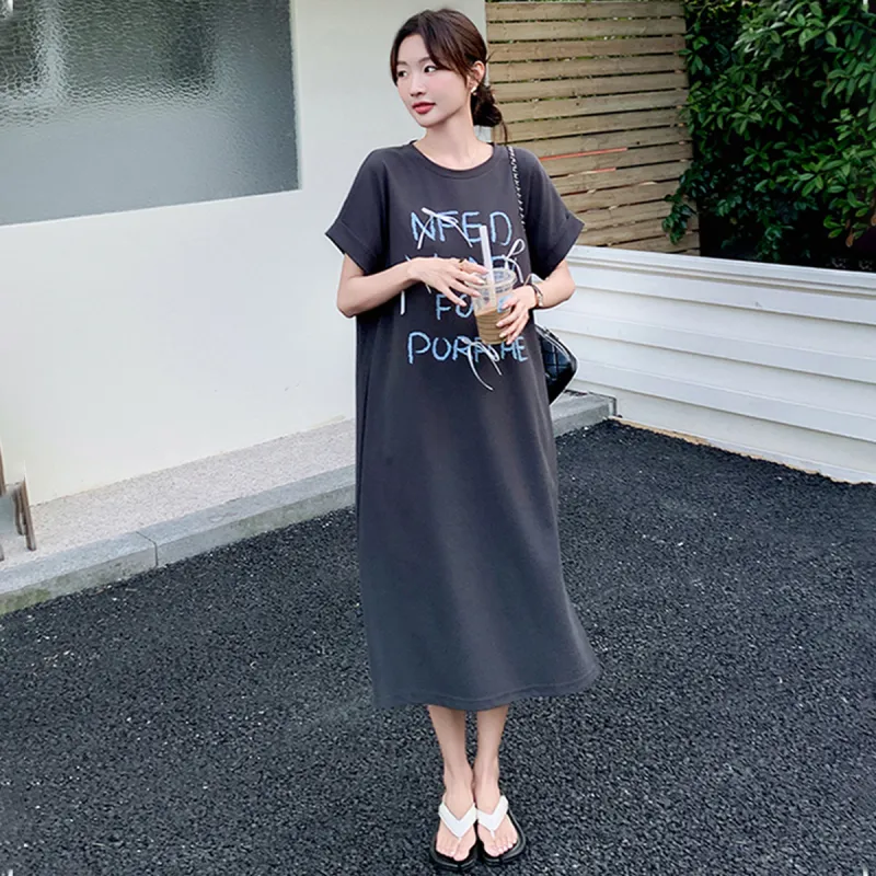 TEME Short Sleeved Dress Women's Gray-4