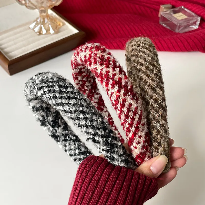 GUEXY Plush Headbands Women's Coffee/Red/Gray-2