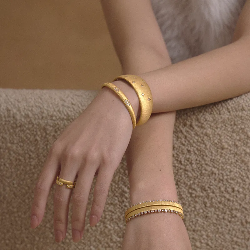 Bi disc Open Bracelet Bangles Unisex-3