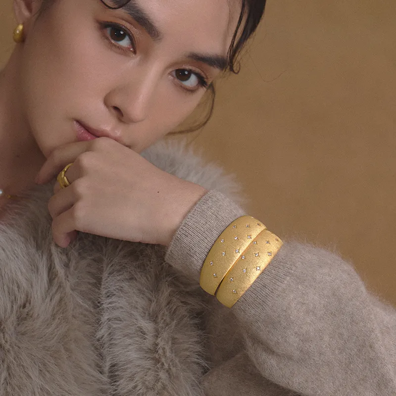 Bi disc Open Bracelet Bangles Unisex-2