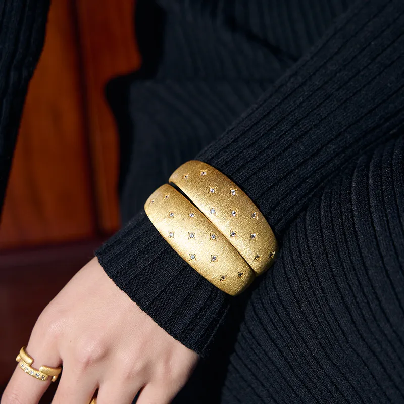 Bi disc Open Bracelet Bangles Unisex-4