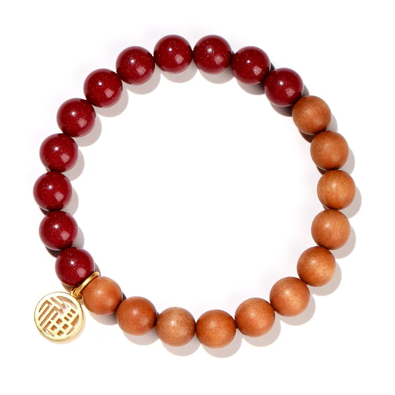 Xiang Yin Peachwood Prosperous Fortune Attracts Wealth Full Of Blessing Beaded Bracelet Unisex-5