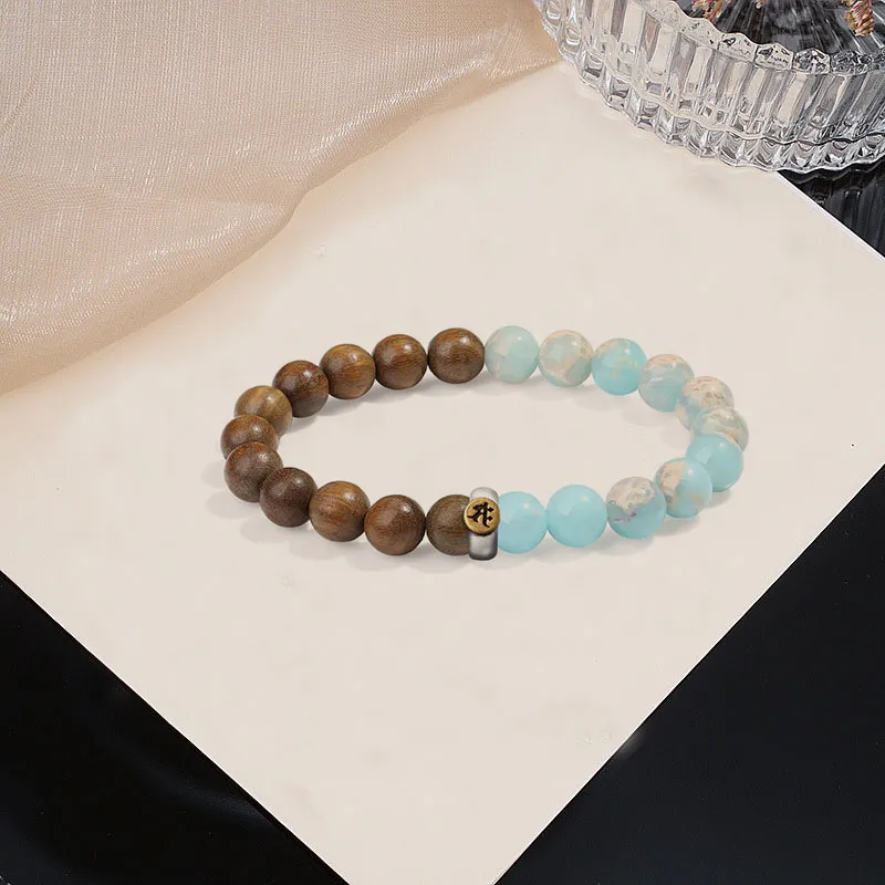 Jinghua Record Green Sandalwood Wooden Bracelets Unisex-10