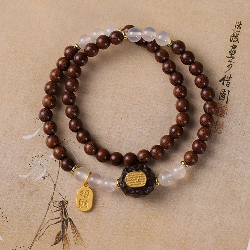 Jinghua Record Golden Sandalwood Bracelets Unisex-4