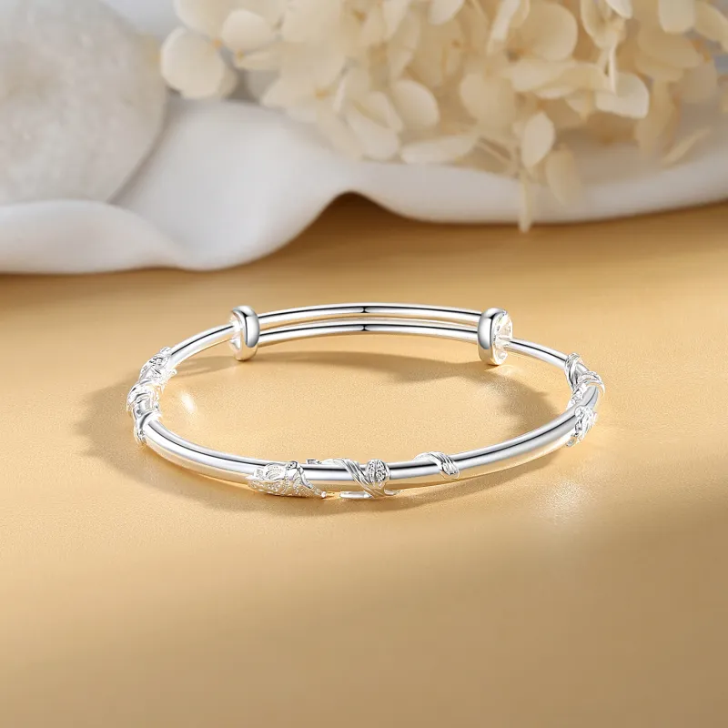 Jinghua Record 999 Fine Silver Bangles Unisex-3