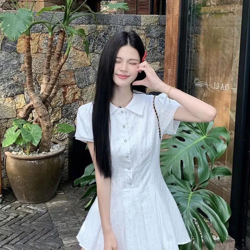 CANTALOVE Short Sleeved Dress Women's White-4