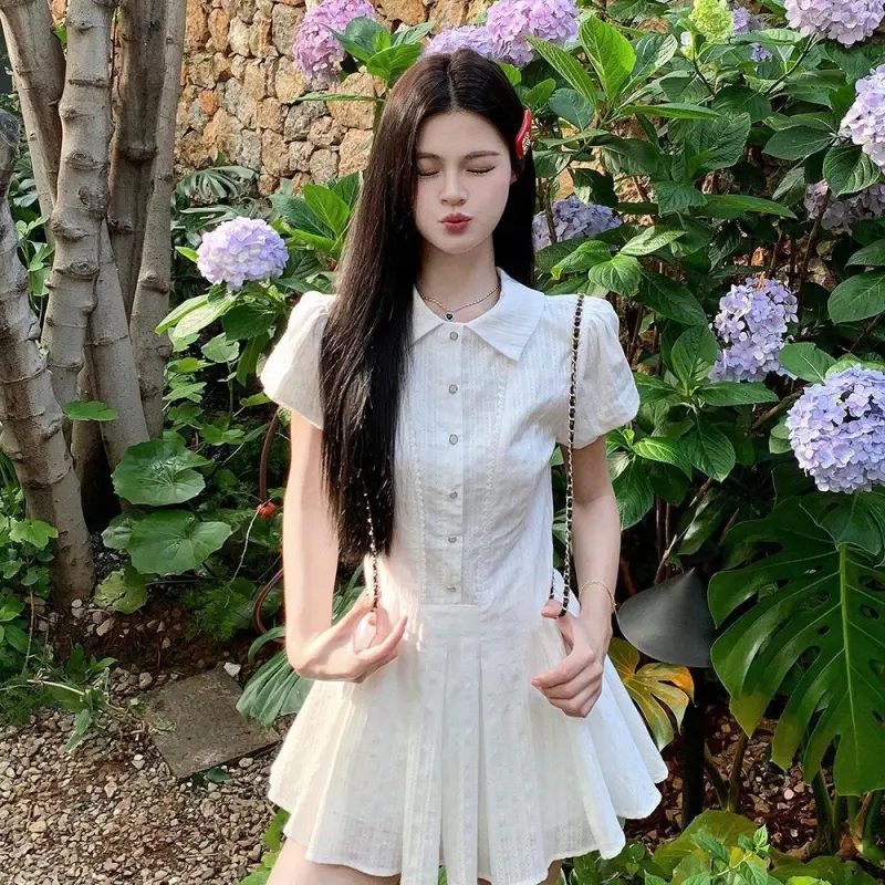 CANTALOVE Short Sleeved Dress Women's White-2