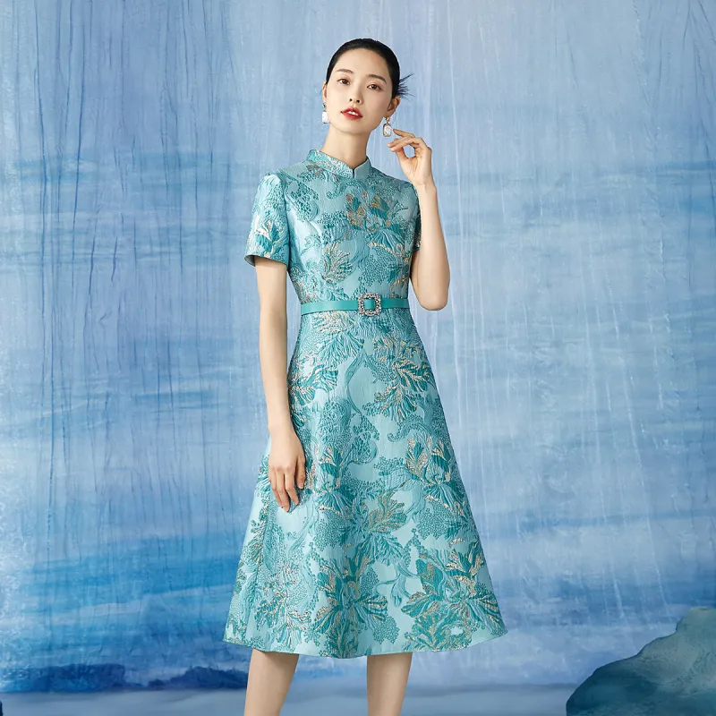 BBLLUUEE Short Sleeved Dress Women's Celadon-4