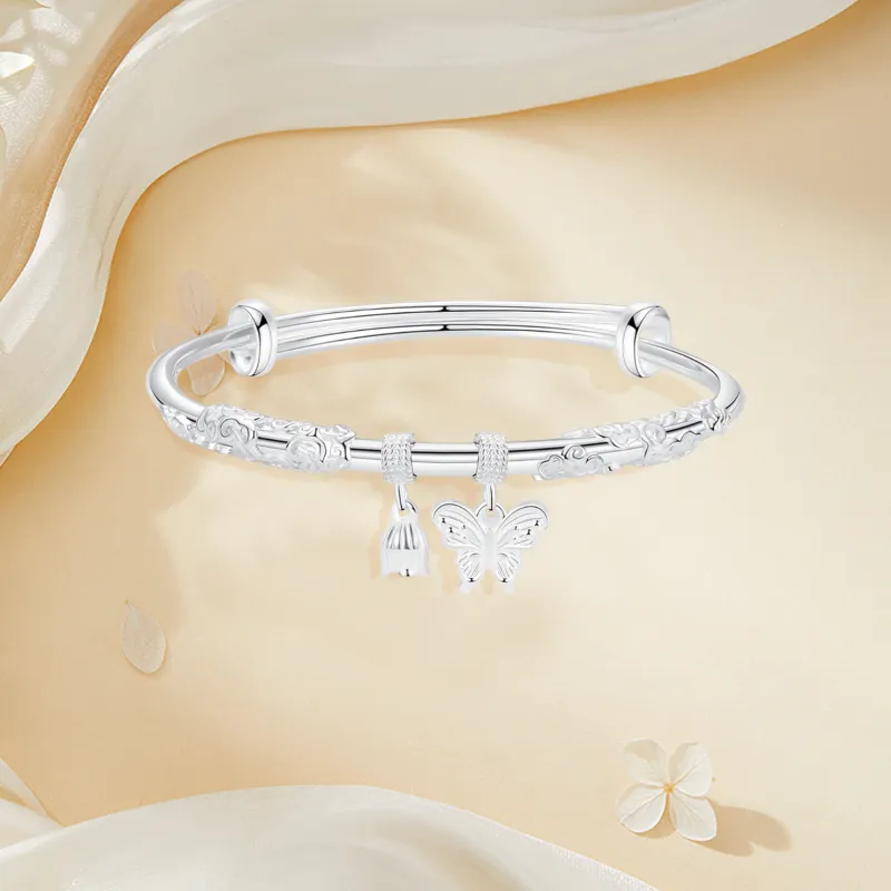SINO GEM 999 Fine Silver Sterling Silver Bracelets Women's-2