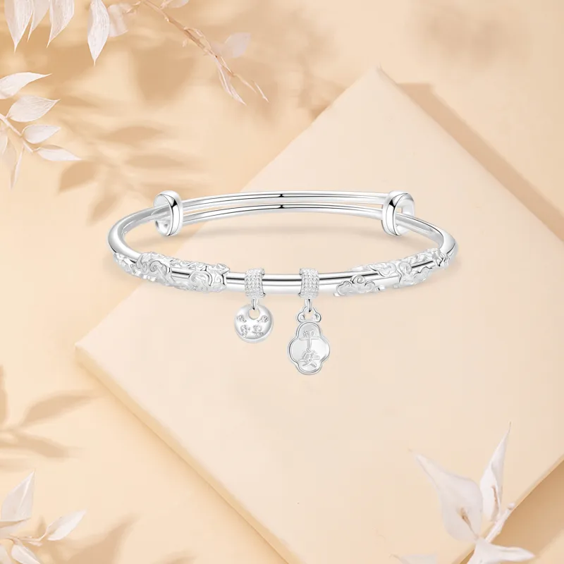 SINO GEM 999 Fine Silver Sterling Silver Bracelets Women's-8
