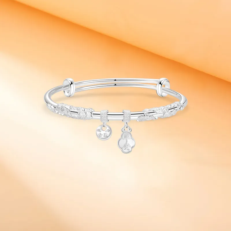 SINO GEM 999 Fine Silver Sterling Silver Bracelets Women's-6