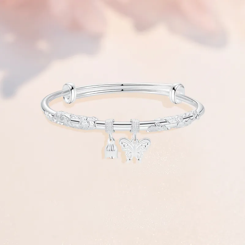 SINO GEM 999 Fine Silver Sterling Silver Bracelets Women's-4