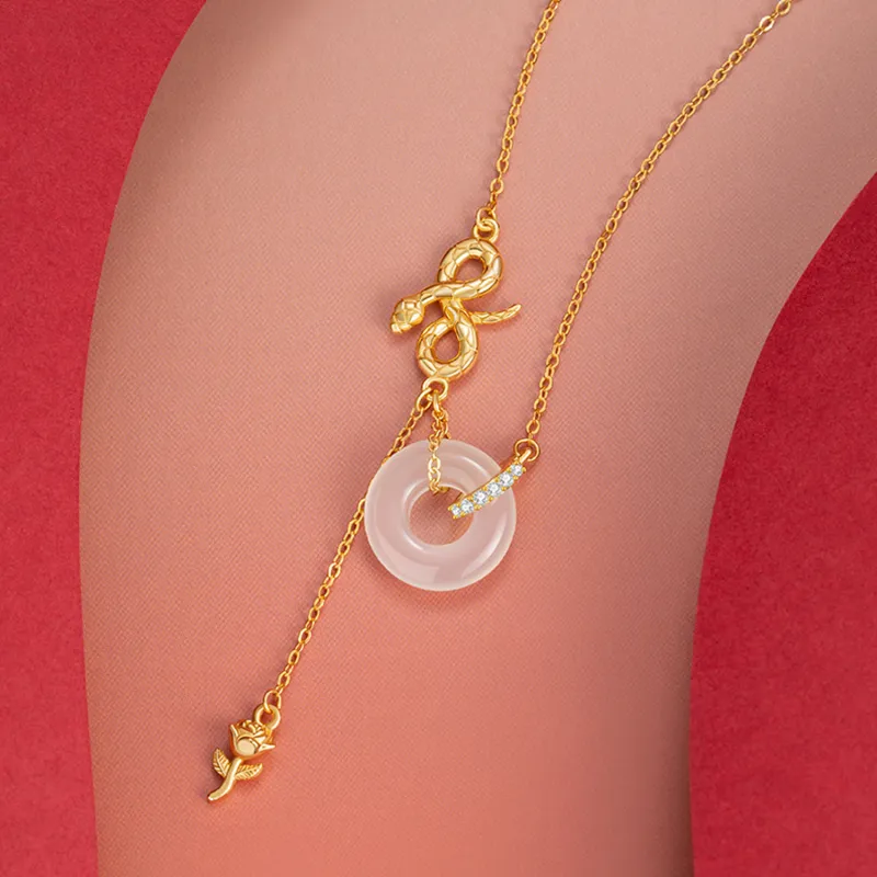 Chinese Jewelry Chalcedony Necklaces Women's-1