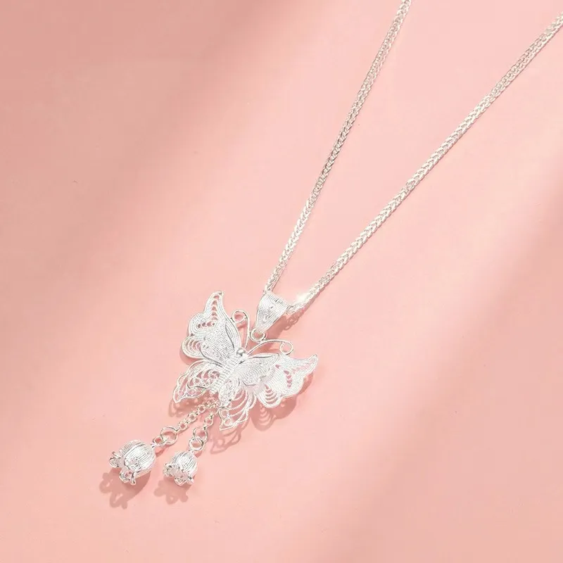 SINO GEM S999 Fine Silver Necklaces Women's-3