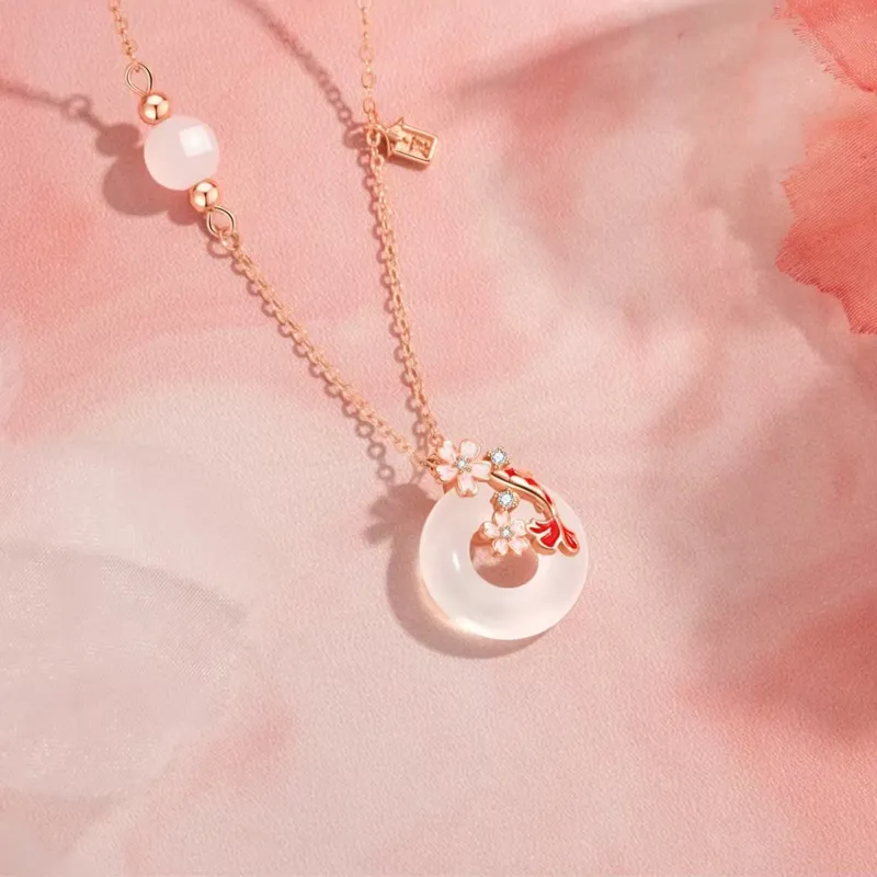 Chinese Jewelry Chalcedony Necklaces Women's-4