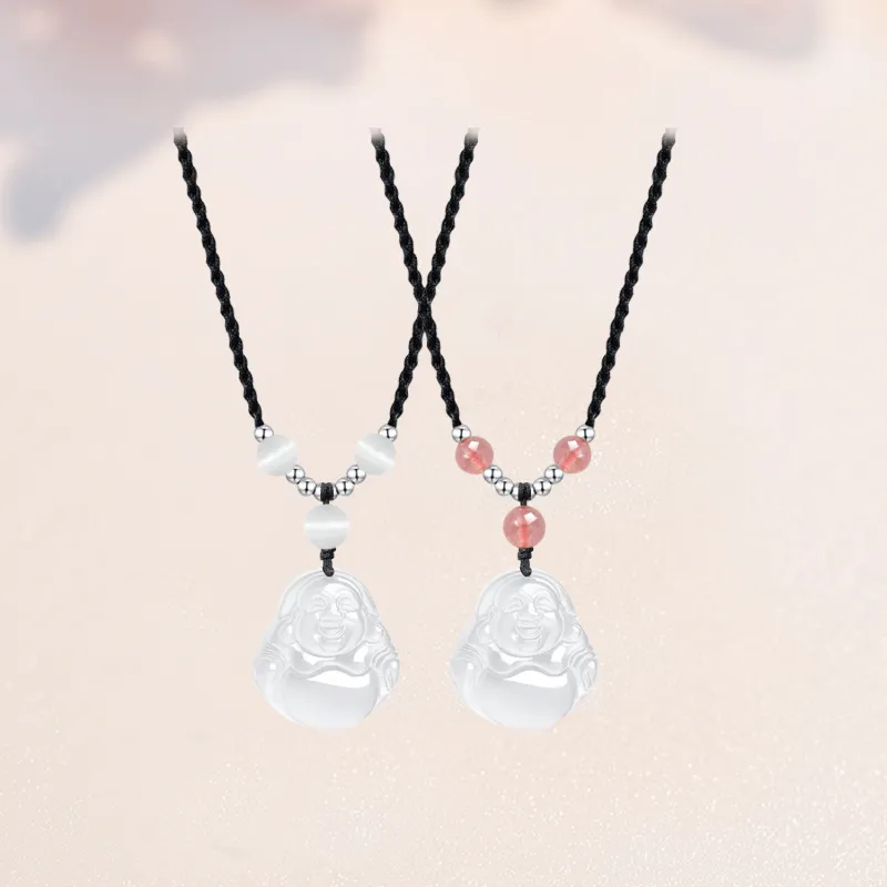 Chinese Jewelry Chalcedony Jade Necklaces Unisex-12