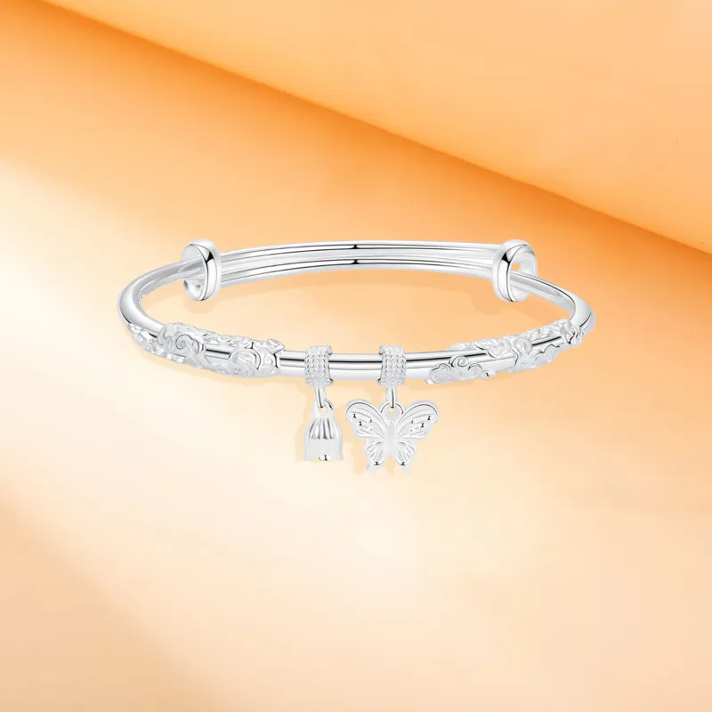 SINO GEM 999 Fine Silver Sterling Silver Bracelets Women's-3
