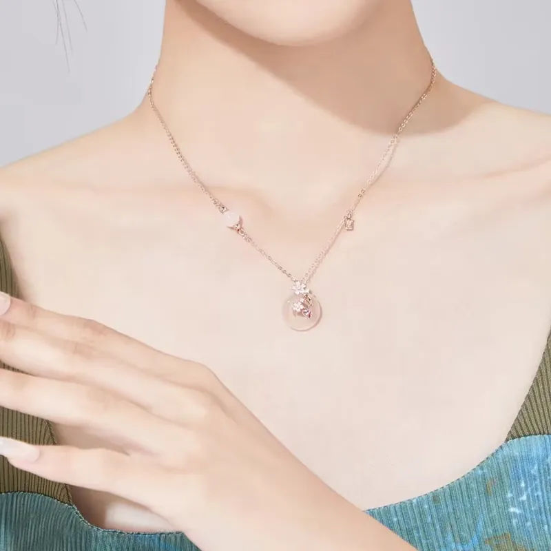 Chinese Jewelry Chalcedony Necklaces Women's-5