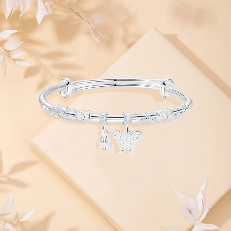 SINO GEM 999 Fine Silver Sterling Silver Bracelets Women's-1