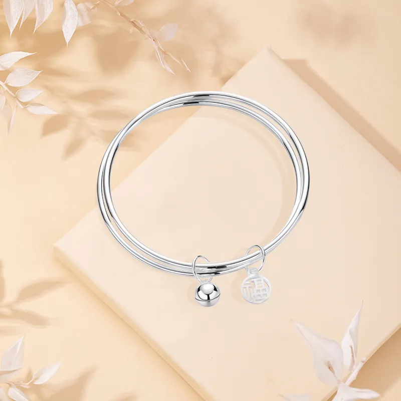SINO GEM 999 Fine Silver Sterling Silver Bracelets Women's-2