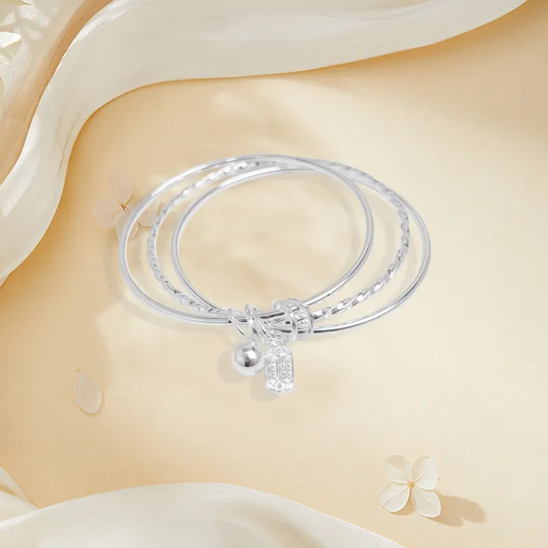 SINO GEM 999 Fine Silver Sterling Silver Bracelets Women's-4