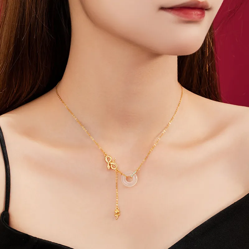 Chinese Jewelry Chalcedony Necklaces Women's-2