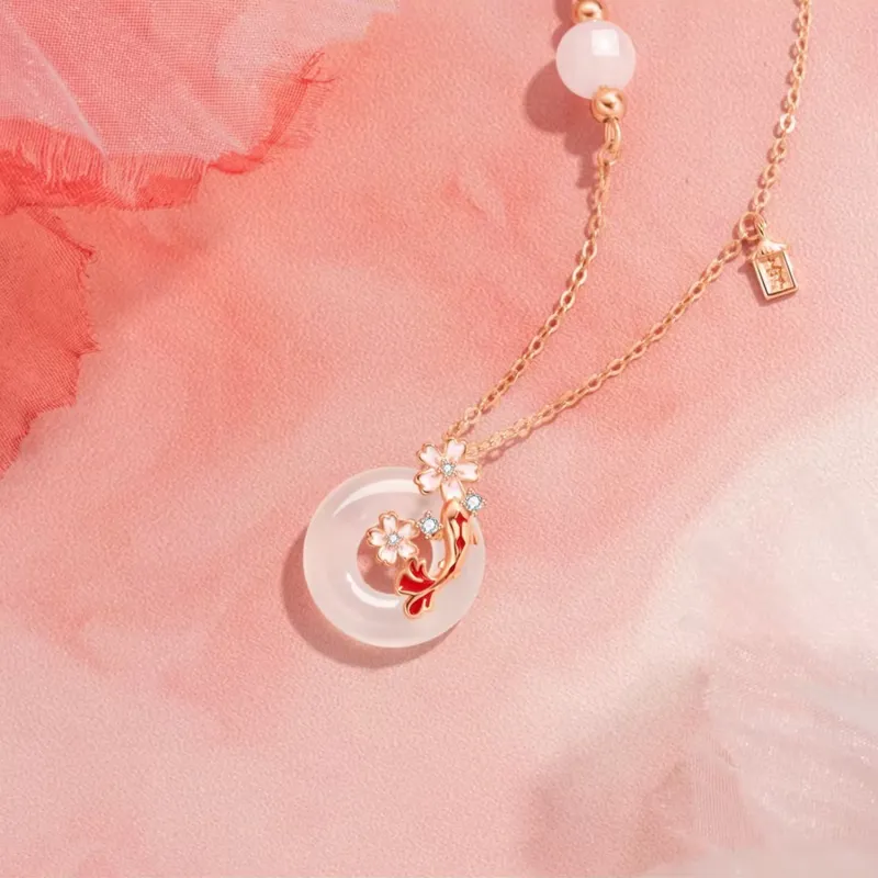 Chinese Jewelry Chalcedony Necklaces Women's-2