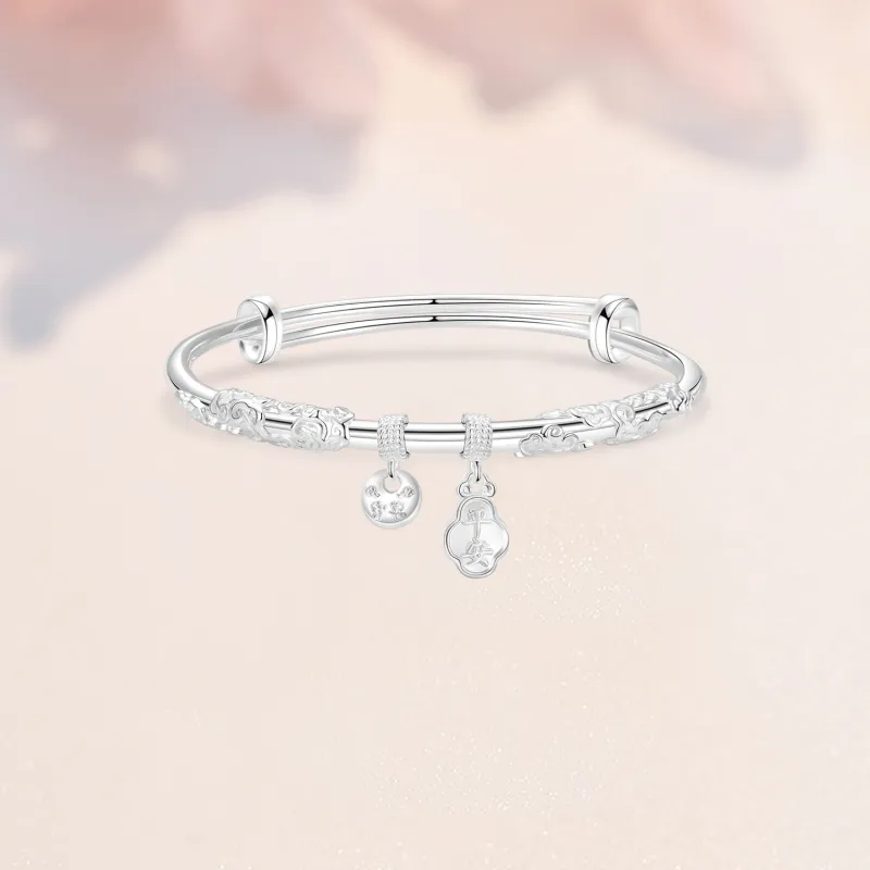 SINO GEM 999 Fine Silver Sterling Silver Bracelets Women's-7