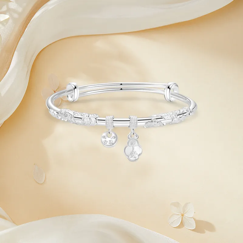 SINO GEM 999 Fine Silver Sterling Silver Bracelets Women's-9
