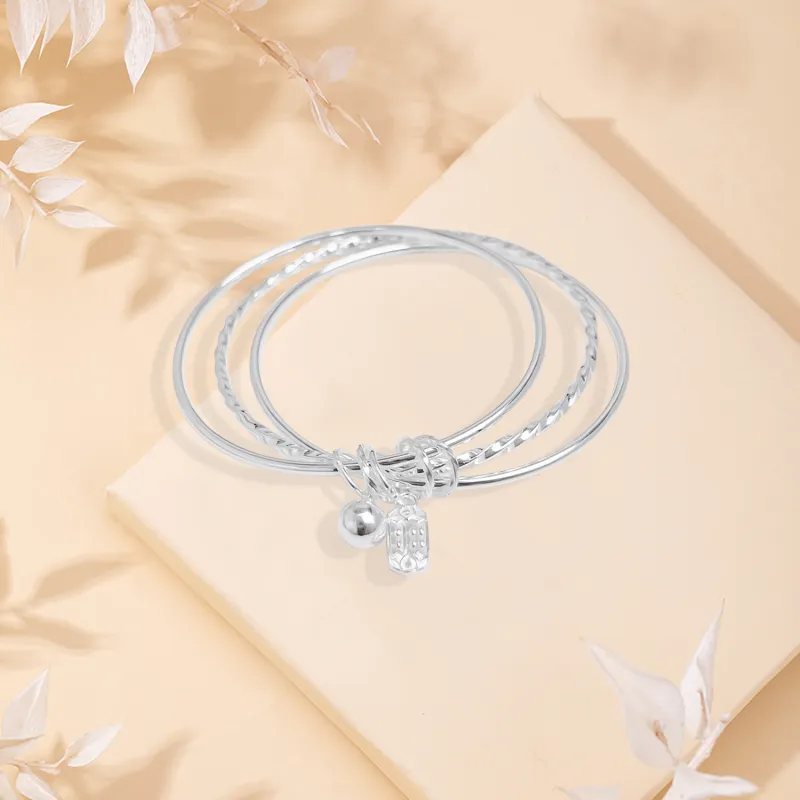 SINO GEM 999 Fine Silver Sterling Silver Bracelets Women's-3