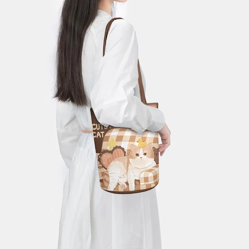 AOSONG Suede Tech Fabric Bucket Bags Shoulder Bags Regular Women's Charming Kitten-3