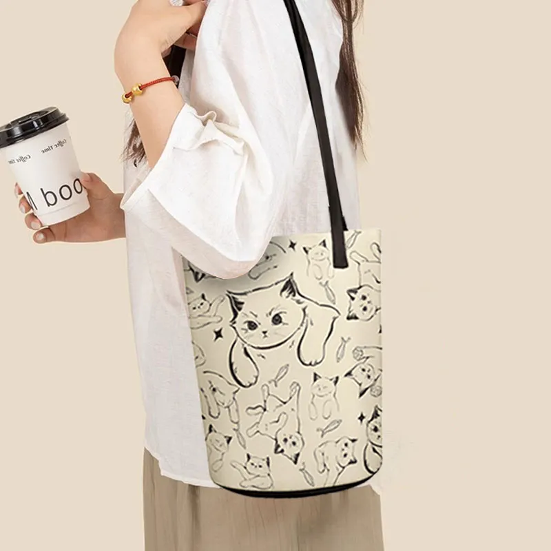 AOSONG Suede Tech Fabric Shoulder Bag Regular Women's Black Ecru-1