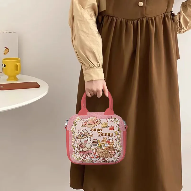 AOSONG Suede Tech Fabric Crossbody Bag Unisex Little Cake Bunny-4