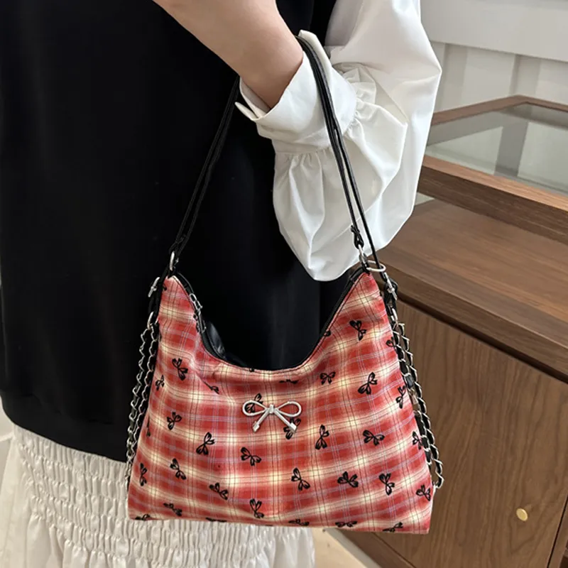 AOSONG Canvas Canvas Bag Shoulder Bags Regular Unisex Black/Red/Brown-11