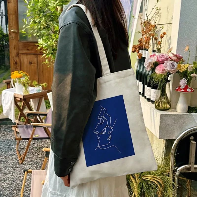 AOSONG Canvas Bag, Tote Handbag Small Medium Large Size Unisex Klein Blue-55