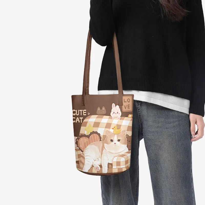 AOSONG Suede Tech Fabric Bucket Bags Shoulder Bags Regular Women's Charming Kitten-1
