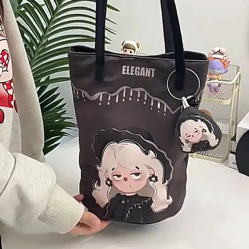 AOSONG Suede Tech Fabric Bucket Bags Shoulder Bags Regular Unisex Elegant And Charming Black-3