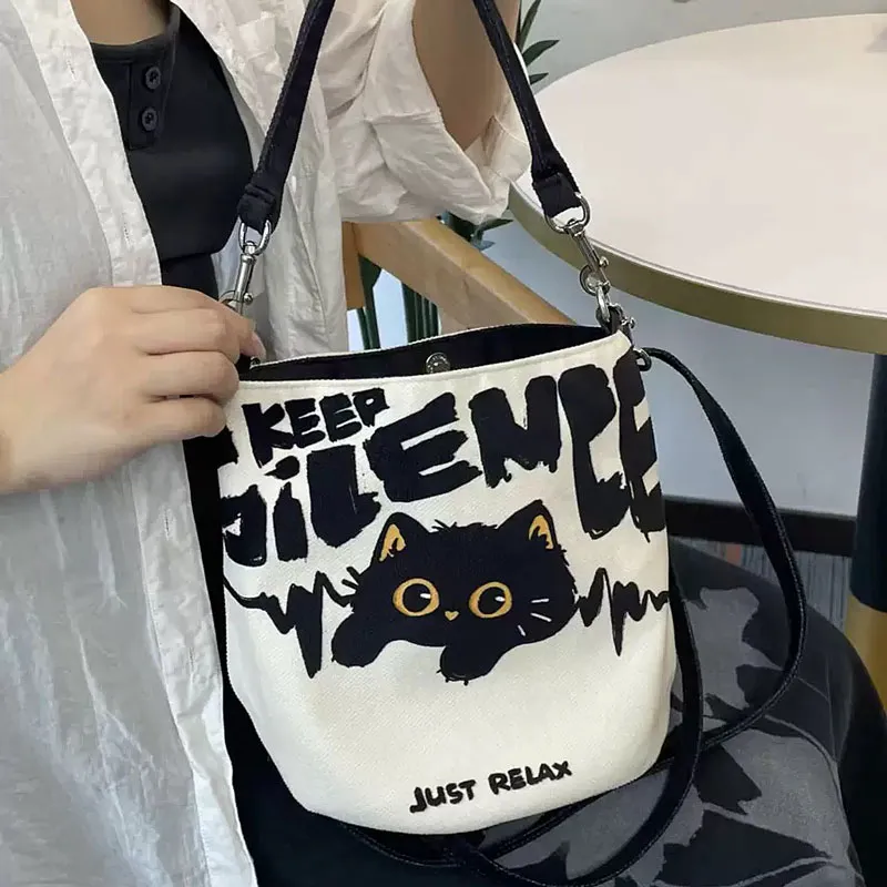 AOSONG Suede Technology Fabric Crossbody One Shoulder Handbag Women's Black/White-1