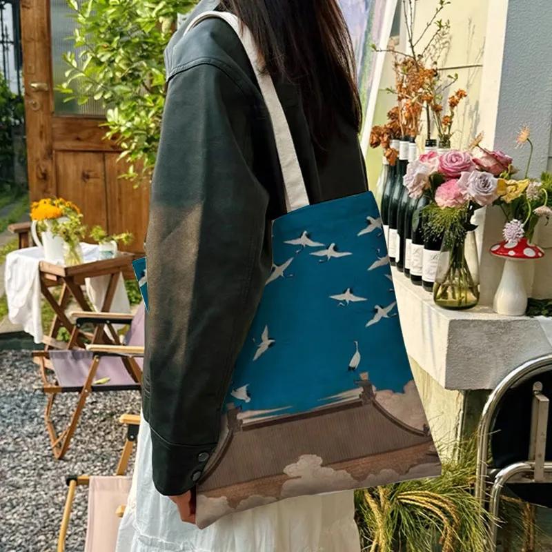 AOSONG Canvas Handbag, Shoulder Bag Small Medium Large Size Unisex Multicolor-10
